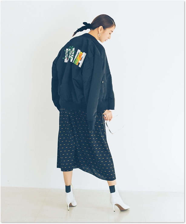 ロゴ刺繍ボンバージャケット（CHRISTIAN DADA） LOVEプリントドレス（CHRISTIAN DADA）