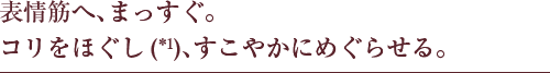 表情筋へ、まっすぐ。 コリをほぐし、すこやかにめぐらせる。