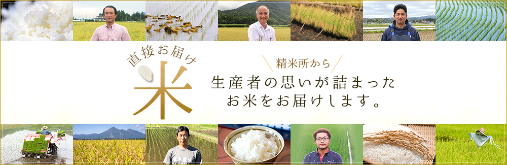 直接お届け 米　生産地から、精米所から、生産者の思いが詰まったお米をお届けします。