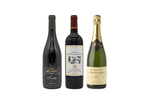 フランス3大ワイン生産地シャンパーニュ・ブルゴーニュ・ボルドー3本セット