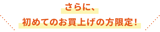 さらに、初めてのお買上げの方限定！