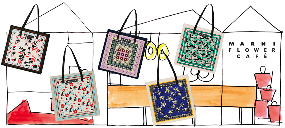 MARNI FLOWER CAFE BANDANA TOTE