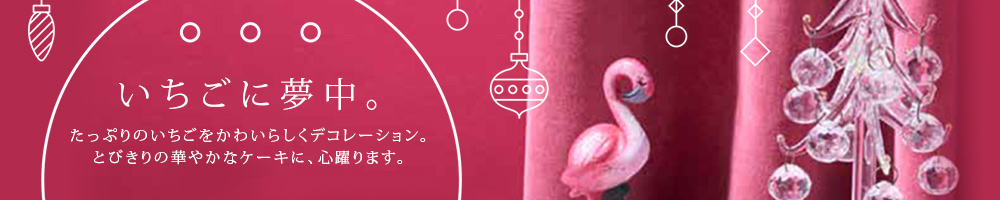 いちごに夢中。たっぷりのいちごをかわいらしくデコレーション。とびきりの華やかなケーキに、心躍ります。