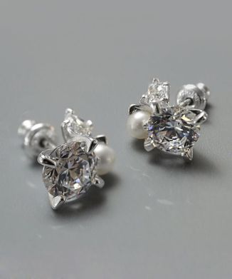 パール・キュービックジルコニア2Pセットピアス