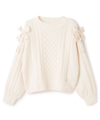 レースアップモールニット