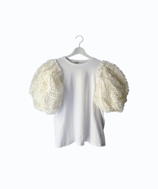 RIBBON ORGANDY BUBBLE SLV TEE