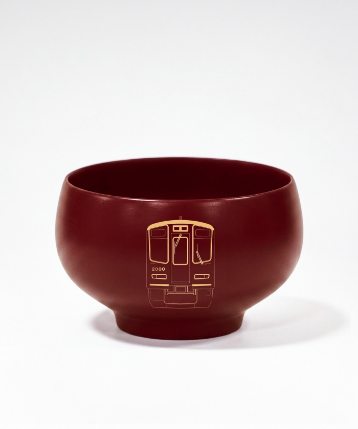 阪急百貨店限定】マルーンカラー輪島塗(LOGO＋阪急電車線画)親子椀