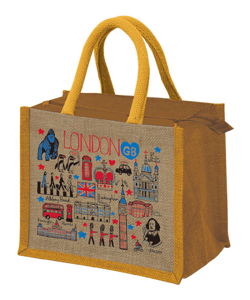 JuliaGASH ジュートバッグ LONDON柄 メイプル S