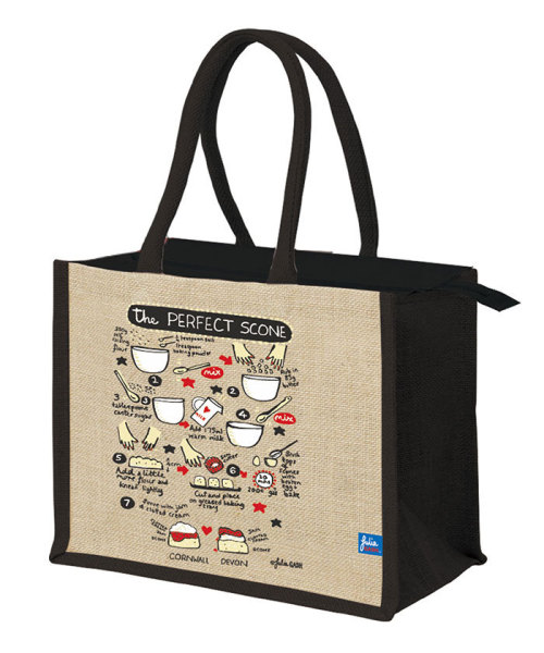 JuliaGASH ジュートバッグ スコーン柄 ブラック M