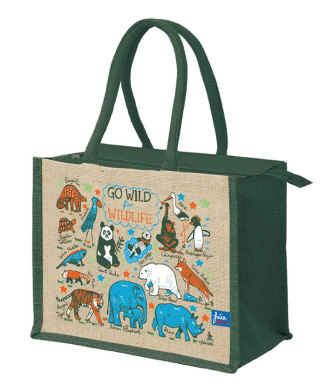 ジュートバッグ 野生動物柄