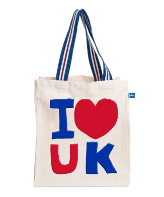 ［7/1(水)10:00販売開始予定］ショッピングバッグ I heart UK(パフプリント)