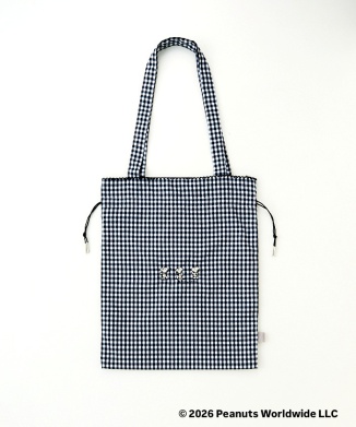 [10月上旬頃お届け予定]ドローイングバッグ gingham check Black Mサイズ