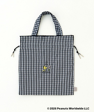 [10月上旬頃お届け予定]ドローイングバッグ gingham check Black Sサイズ