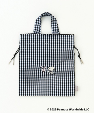 [10月上旬頃お届け予定]ドローイングバッグ gingham check Black Miniサイズ