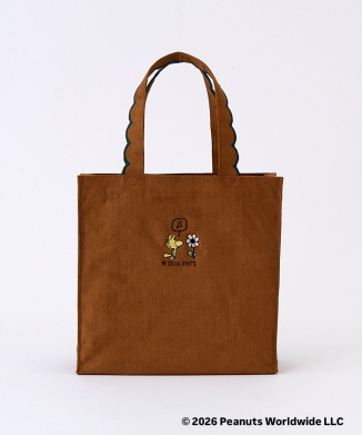 [10月上旬頃お届け予定]Fleur tote(square small)Corduroy brown×tealgreen
