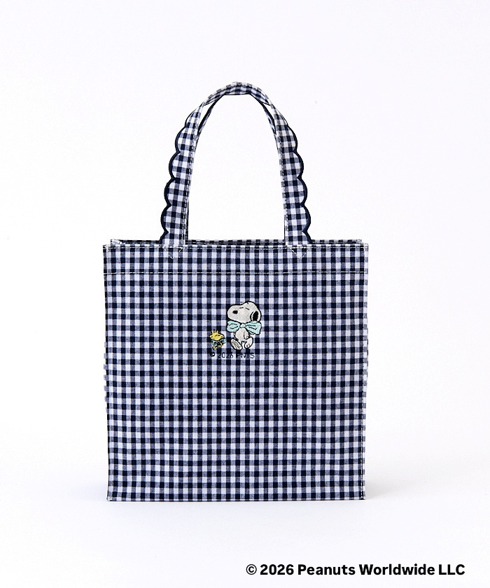 elu. エル フルールトート　ギンガムチェック　ネイビー　スクエア 10月上旬頃お届け予定]Fleur tote(square small)gingham check navy