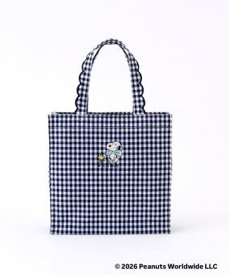 [10月上旬頃お届け予定]Fleur tote(square small)gingham check navy×navy