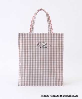 [10月上旬頃お届け予定]Fleur tote(square)gingham check beige×pink