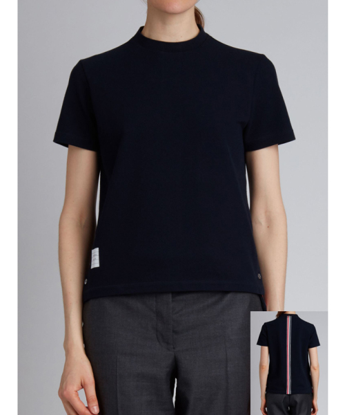 THOMBROWNE. NEWYORK 【THOM BROWNE】RWBストライプ リラックスフィット ショートスリーブ Tシャツ NAVY 42