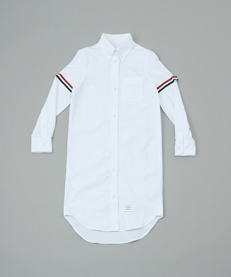 ホワイト コットン オックスフォード 膝丈 マルチカラー 調整可能アームバンドシャツドレス