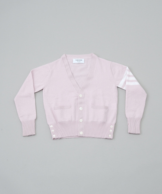 ピンク カシミヤ 4BAR Vネック カーディガン