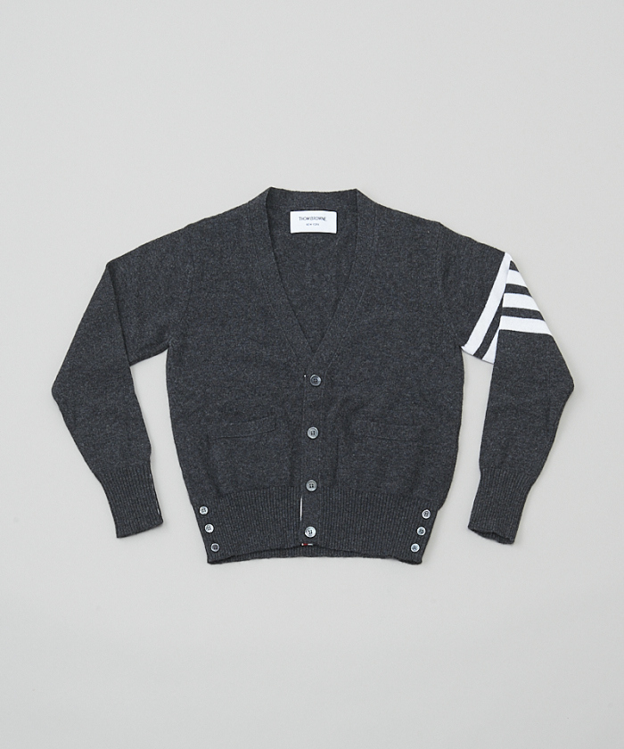 afhさん専用ダークグレー カシミア4BAR ショート Vネックカーディガン ウール 4BAR Vネック カーディガン | Thom Browne