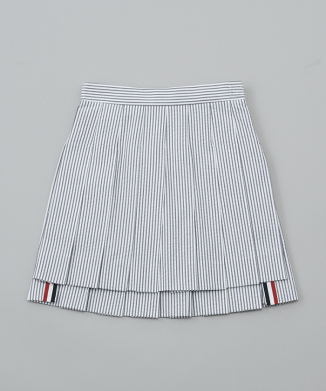 ミディアムグレー コットンシアサッカー ドロップヘム ミニプリーツスカート