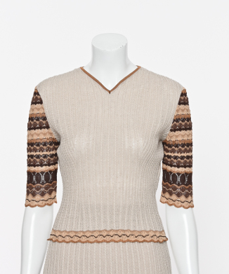 【Mame Kurogouchi】Multi Pattern Knitted Top