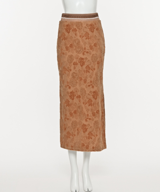【Mame Kurogouchi】Flowered Velouer Jacquard Skirt