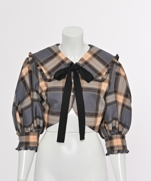 【ROKH】クロップドラッフルチェックブラウス(F228S197)|レディースファッション|阪急百貨店公式通販 HANKYU FASHION
