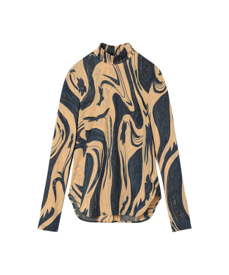 Marble Print Jersey High Neck Top