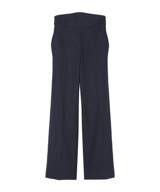 Back String Cotton Flare Trousers