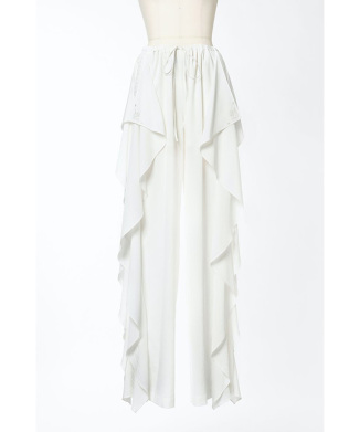 LACE PANELED RUFFLE TROUSERS