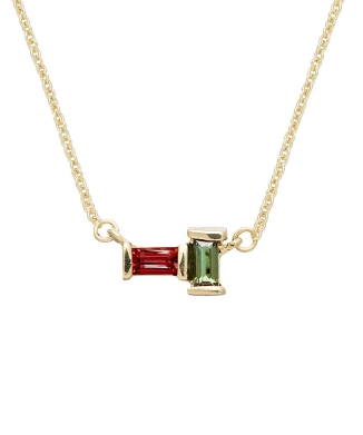 TU Y YO BAGUETTE グリーントルマリン ＋ ガーネット ネックレス