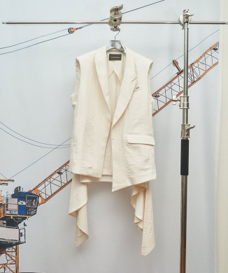 Layered-Tie Sleeveless Jacket