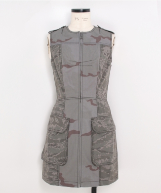 REGENERATED CAMO MINI DRESS