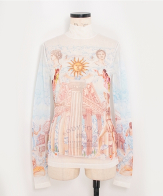 WOMENS PRINTED MESH TOP