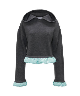 SATIN TRIMMED HOODIE