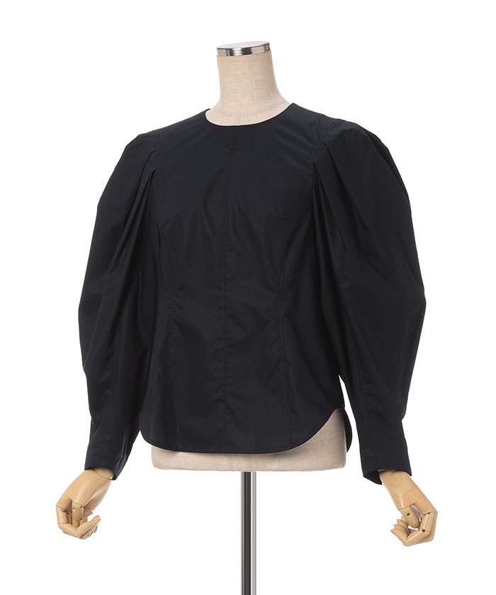 Shirring Jersey Jacquard High Neck Top - grey - Mame Kurogouchi