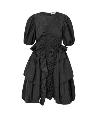 OLENA DRESS RECYCLED FAILLE BLACK