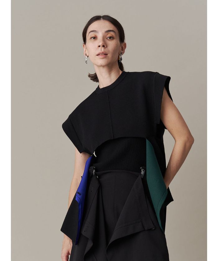 ニット セーター 2WAY CAPE KT TOP / 2WAYケープニットトップ レディース SLY ニット セーター 「キャミ付き」MANYWAY RIBBON KNIT TOPS
