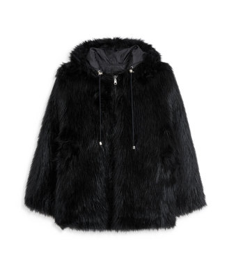 REVERSIBLE FAUX FUR HOOD JACKET
