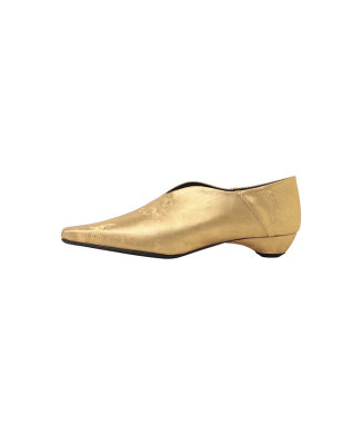 Curved Line Low Heel Metallic Babouche Shoes