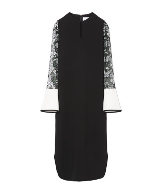 Floral Lace-Sleeve Classic Dress