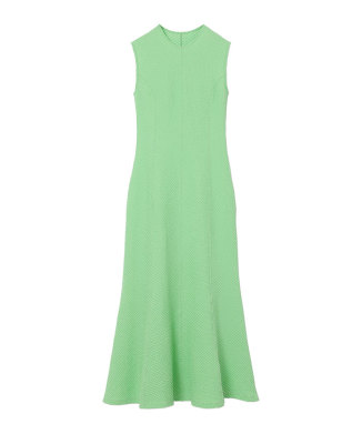Shirring Jersey Jacquard Sleeveless Dress