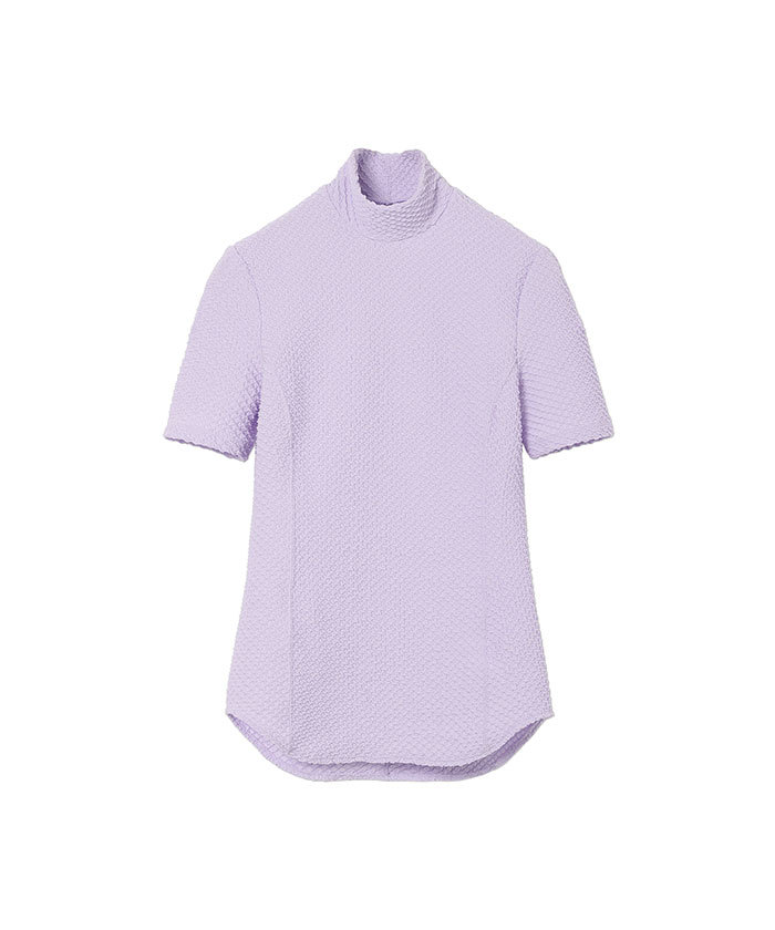 トップス Shirring Jersey Jacquard High Neck Top Shirring Jersey Jacquard High Neck Top(2 LIGHT GREEN): Mame
