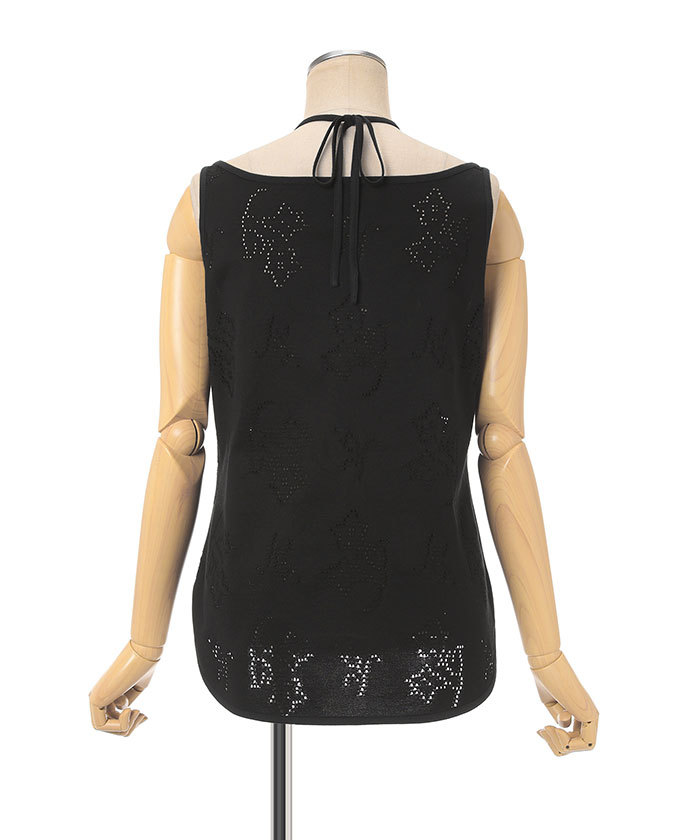 Eyelet Jersey Jacquard Sleeveless Top
