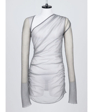 SHEER GATHERED KNIT TOP