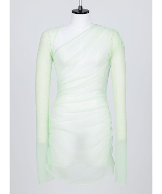 SHEER GATHERED KNIT TOP