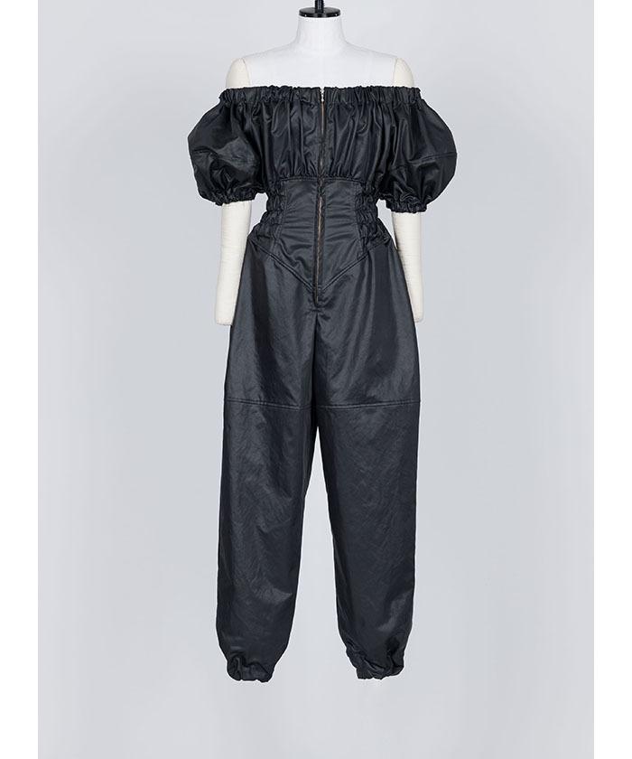 最終値下げ　FACCIES  WESTERN JUMPSUIT FAUX-LEATHER SATIN OFF-SHOULDER JUMPSUIT(F251S074)｜阪急百貨店公式